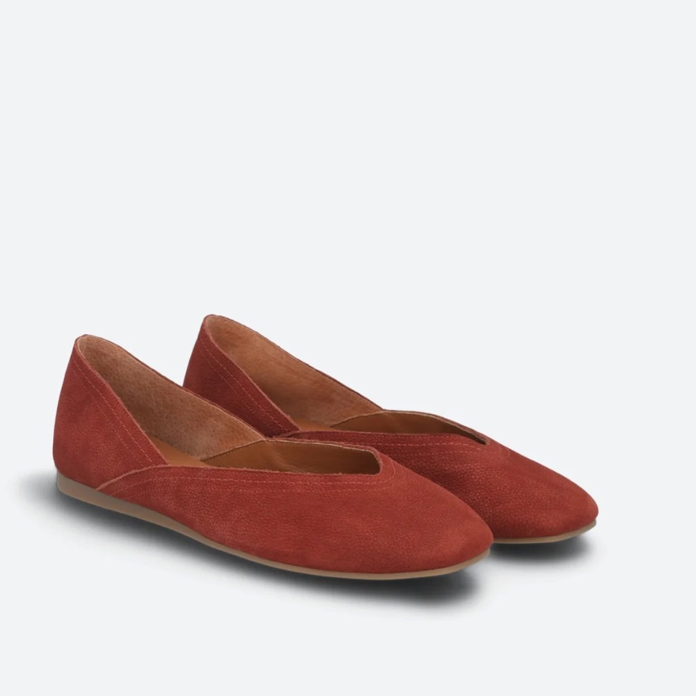 Lucky Brand Alba Suede Square Toe Ballet Flat Pumpkin, size 8
